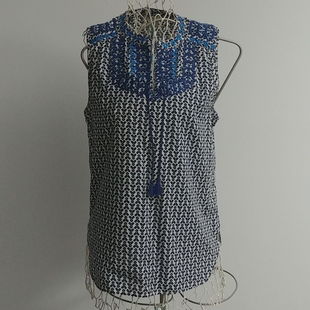 J crew sleeveless geometric popover